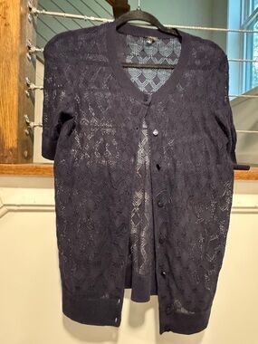 Talbots Navy Openwork Button-Front Women’s Sweater Cardigan small